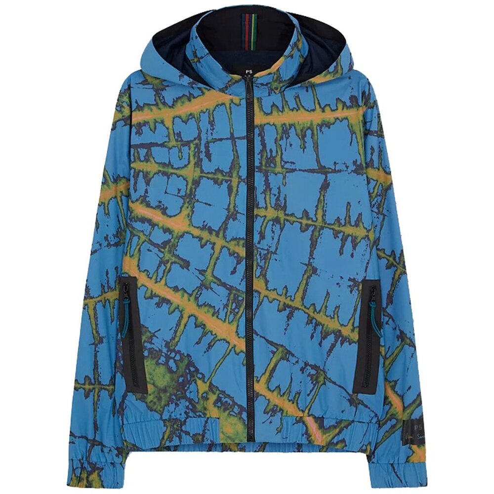 NEW $475 Paul Smith Track Jacket Windbreaker! M Blue With Abstract Modern Design